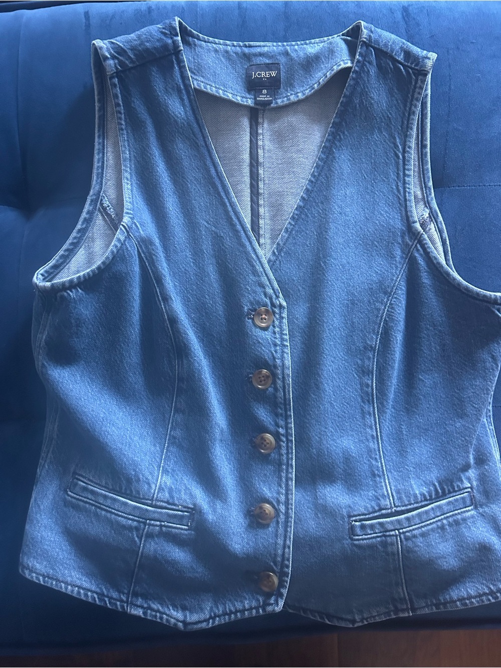 J.Crew Denim Button Front Vest - Light Blue